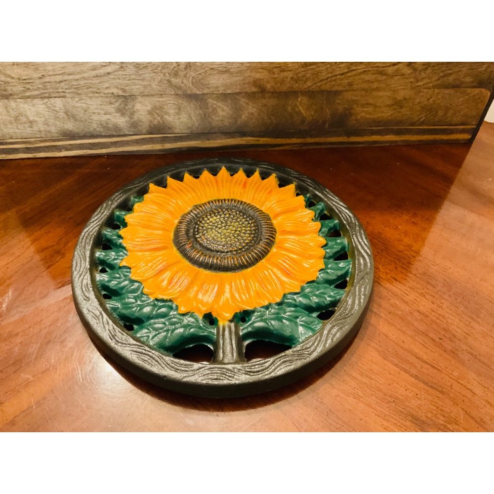 Sunflower Cast Iron Trivet - Beautiful Coloring